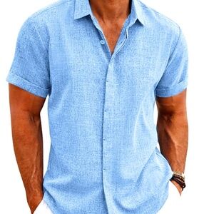 Denim & Flower Men's Blue Linen Shirt